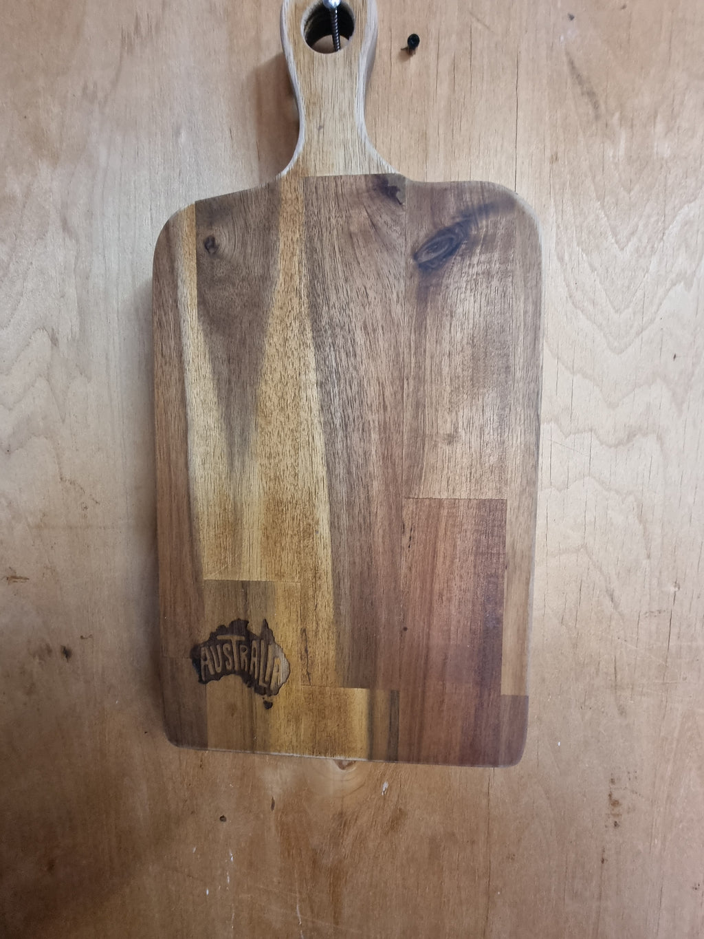Laser engraved acacia timber serving board with Australia map logo