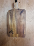 Laser engraved acacia timber serving board with Australia map logo