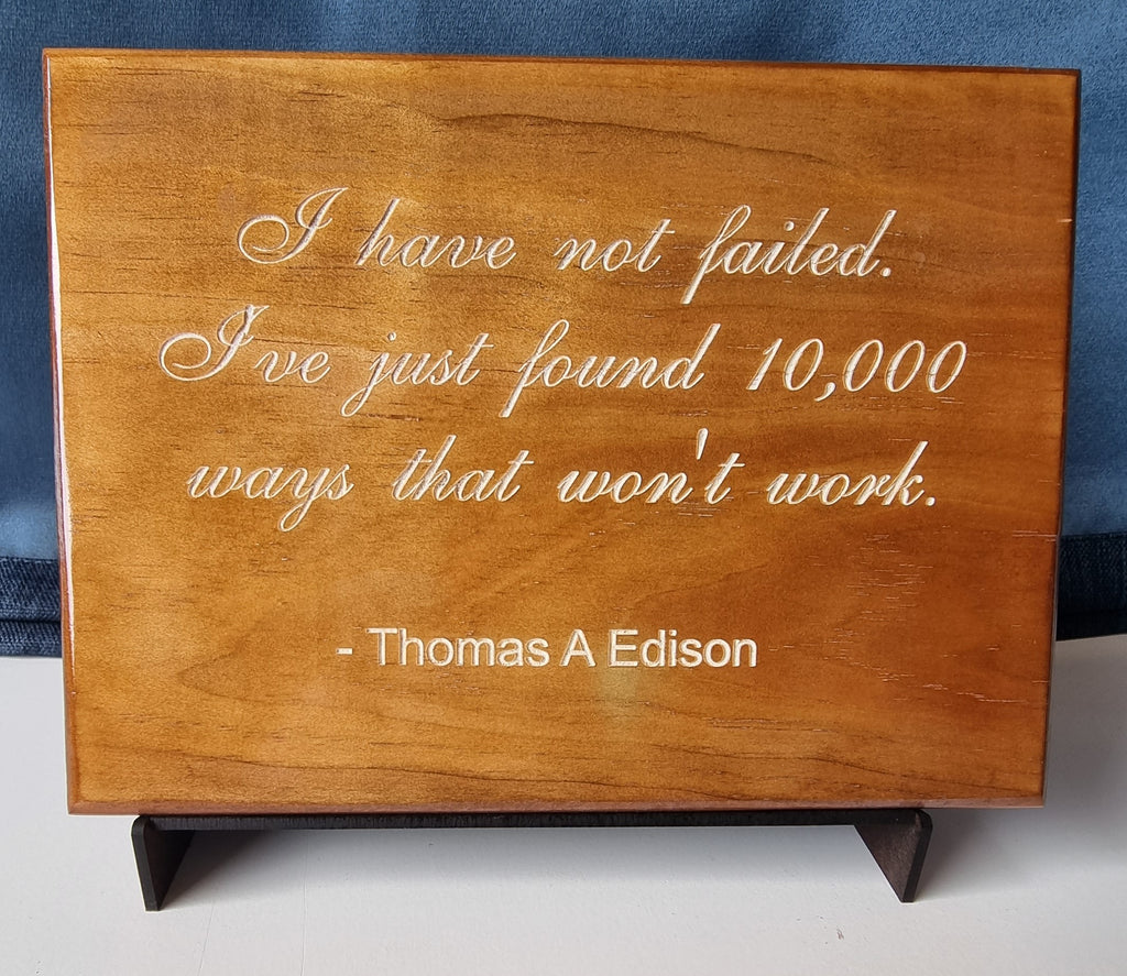 Small Desktop Plaque with Stand – Laser Engraved Motivational Quote