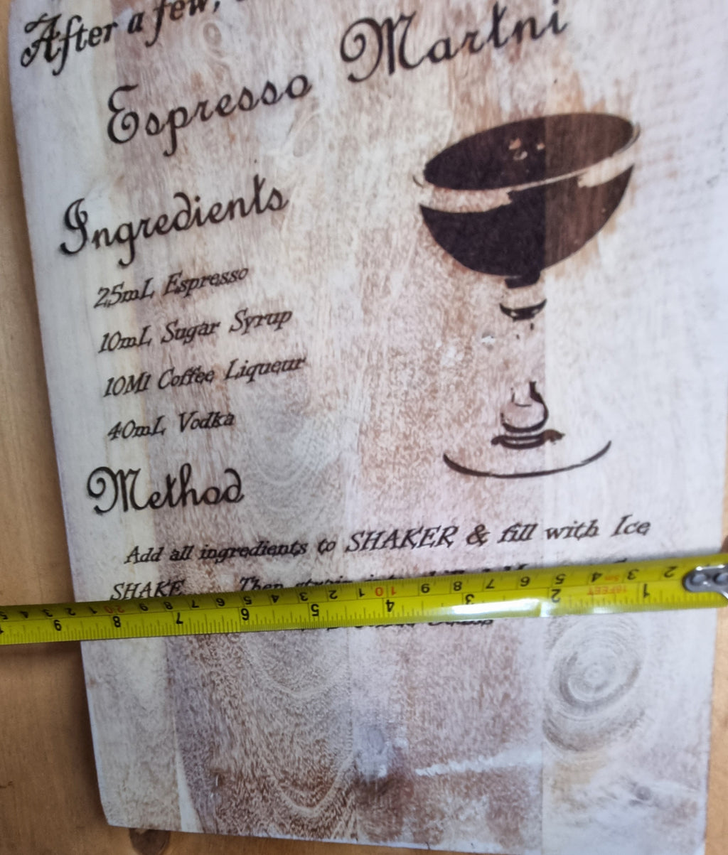 Espresso Martini Engraved Recipe Board