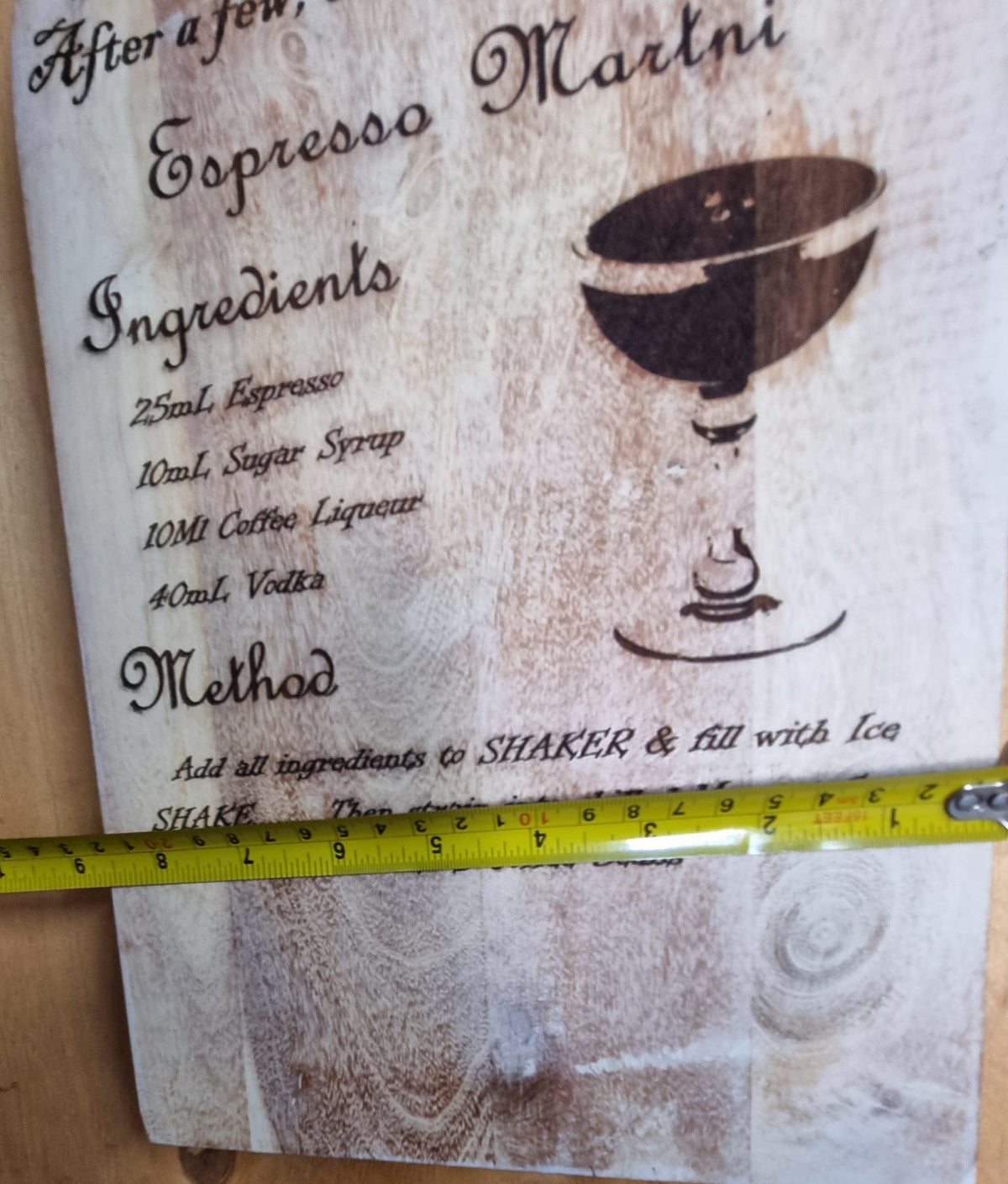 Espresso Martini Engraved Recipe Board